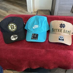 3 Pack Snap Back Hats Bruins ,Nike ,notre Dame All New